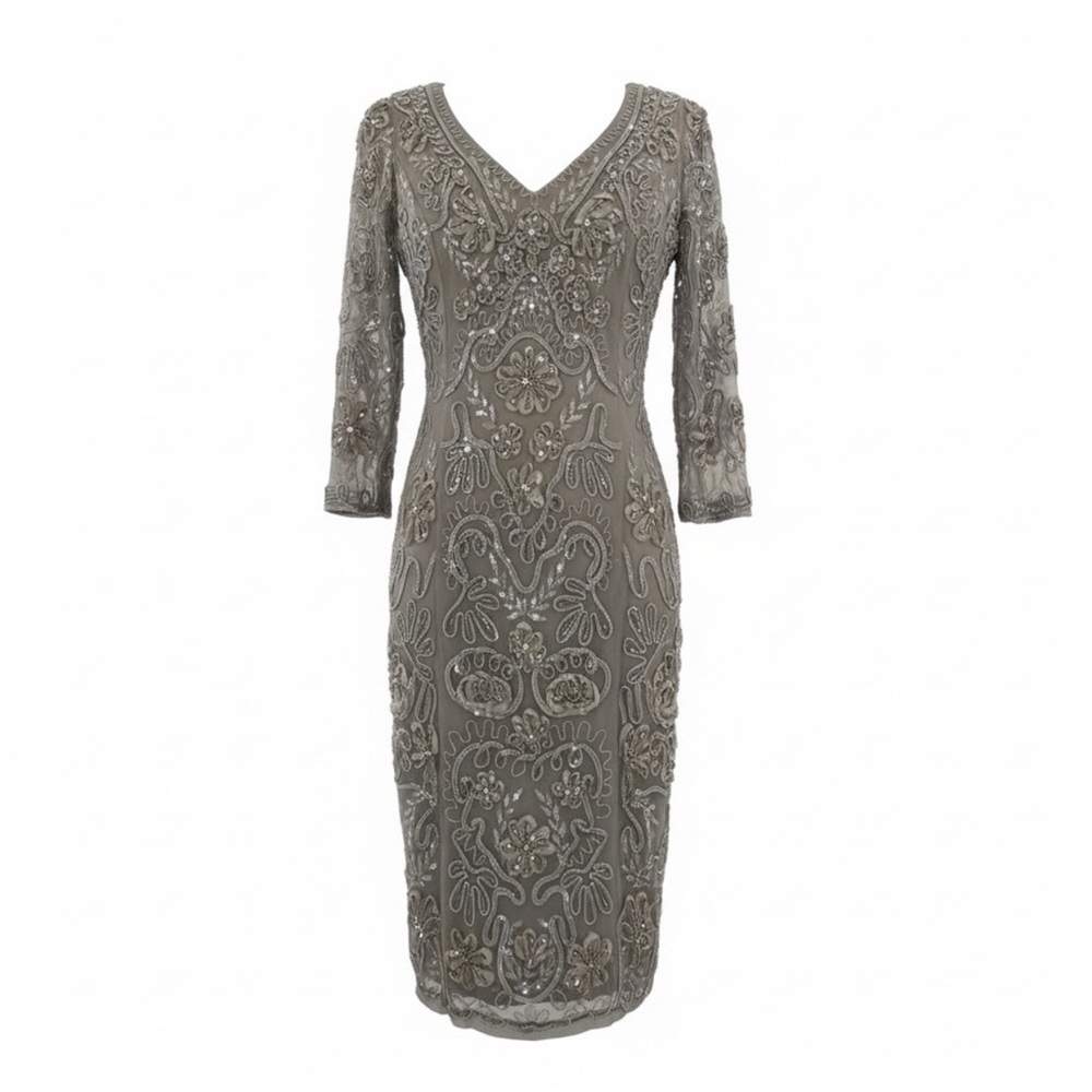 Elegant Gray Embroidered Dress